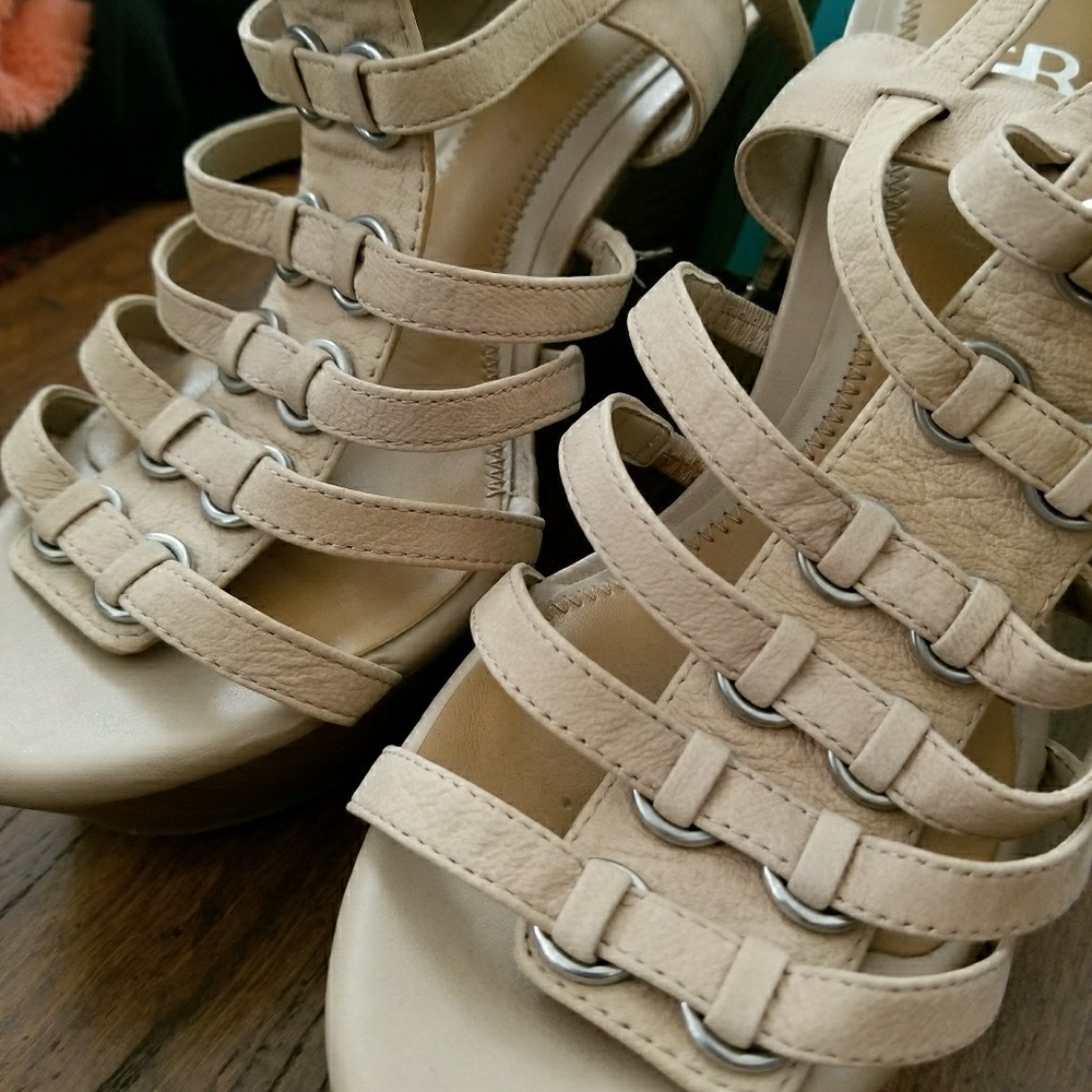 Gianni Bini - Tan and Wood Wedges